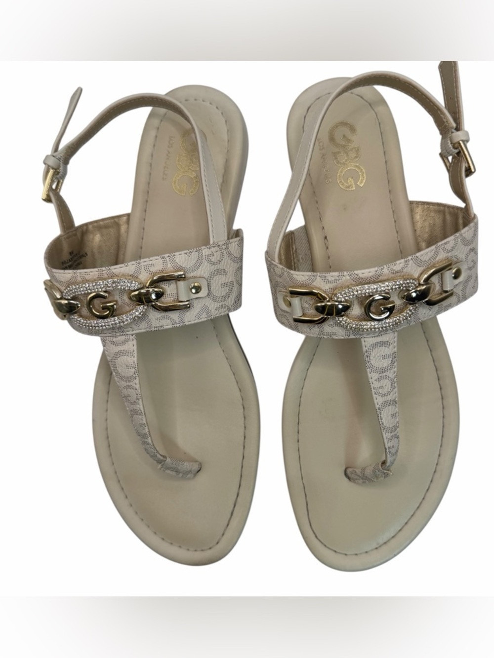 GBG by Guess Logo T-Strap Sandals